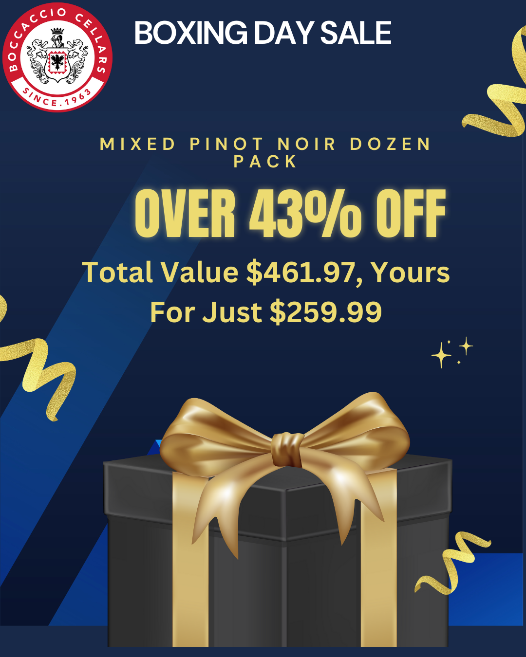 Boxing Day Special 43% Off Mixed Pinot Dozen Pack