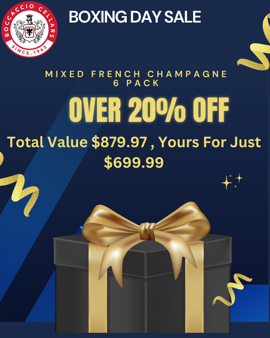 Boxing Day Special Over 20% Off Mixed French Champagne 6 Pack