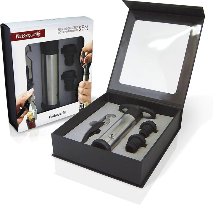 Vin Bouquet 2 Lever Corkscrew & Vacuum Pump Preserver Set