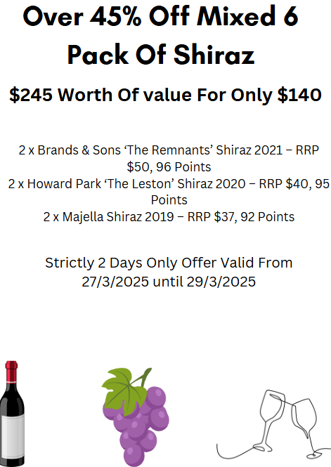 Over 45% Off Mixed 6 Pack Of Premium Shiraz